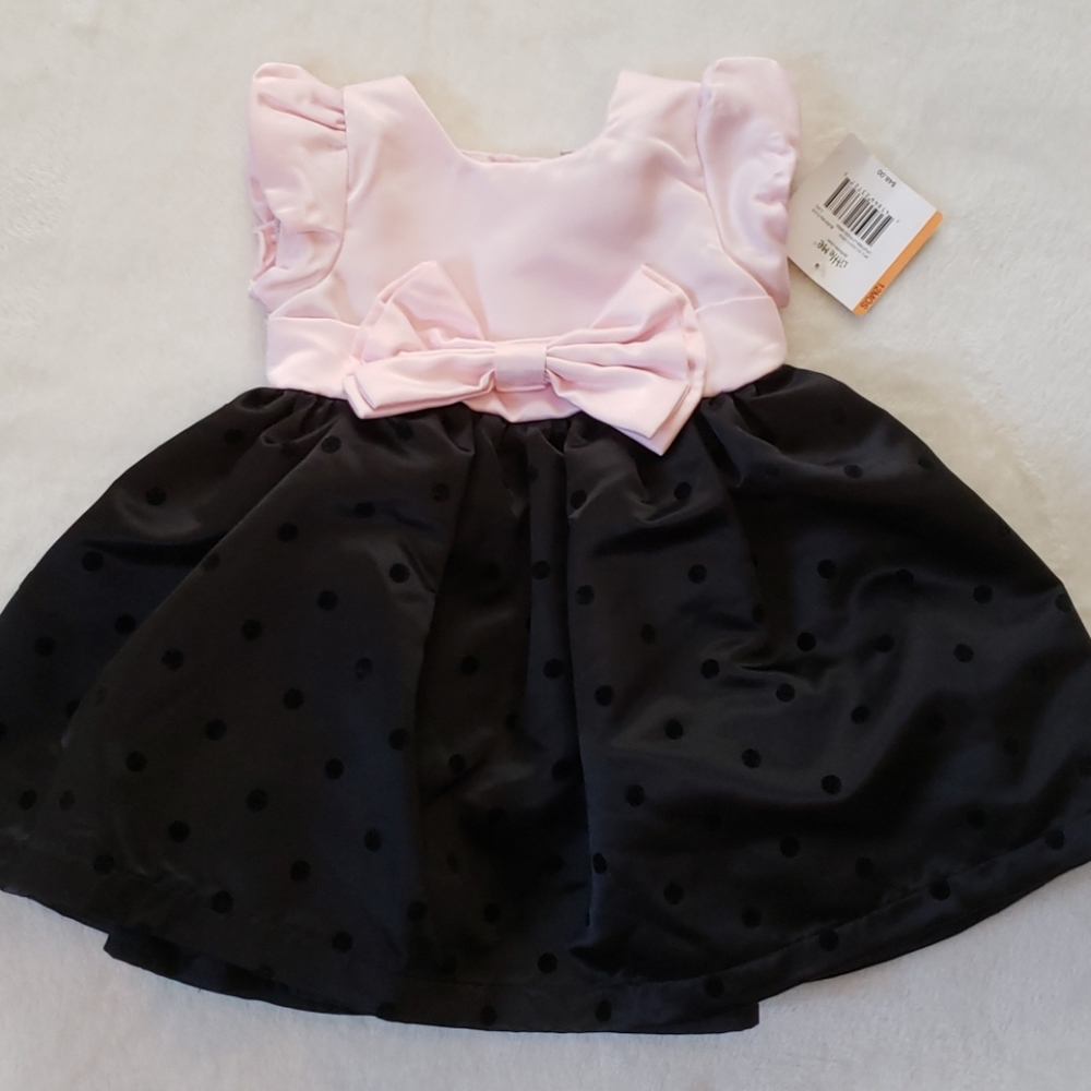 💕 Pink & Black Party Dress (12M) - NWT